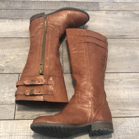 Franco Sarto Patina heeled cognac brown leather upper boots with side zipper - Picture 2 of 13